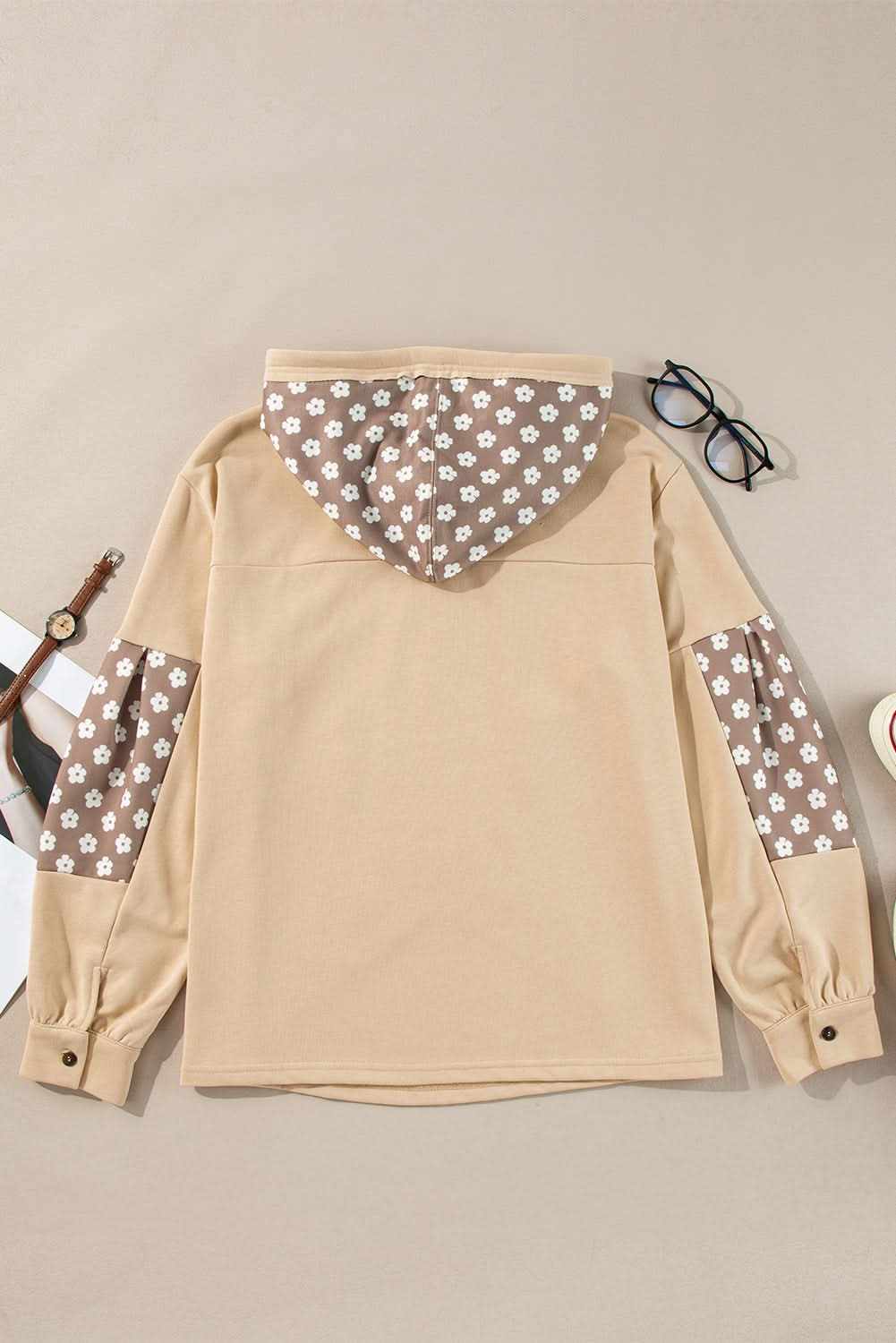 Apricot floral star patch hoodie - Love Salve
